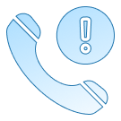 Telephone handset with exclamation mark icon indicating an urgent emergency call